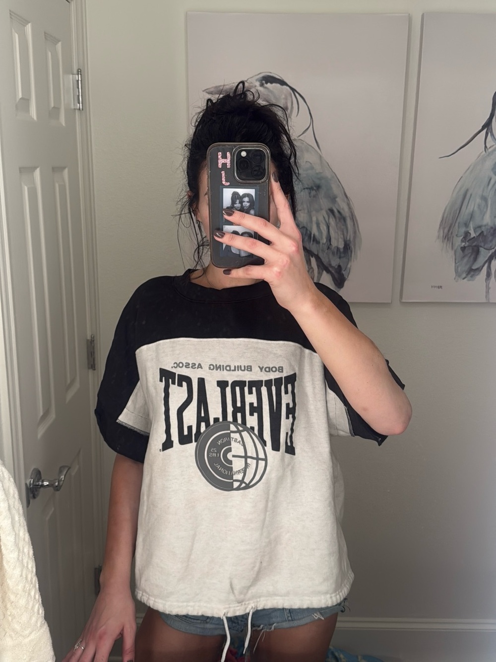 Everlast Black and Cream Block Logo Tee
